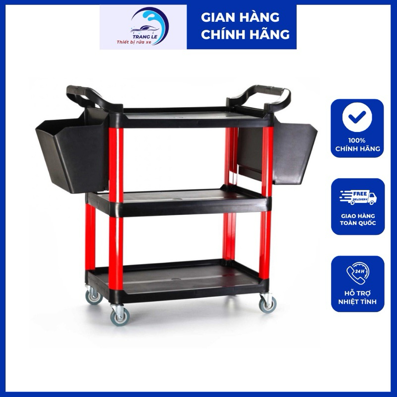 Xe đẩy 3 tầng cao cấp - hợp kim nhựa siêu nhẹ