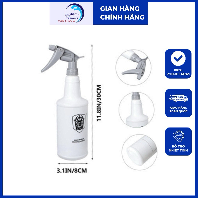 Bình xịt hóa chất cầm tay 800ml chịu được hoá chất, dùng để chăm sóc xe ô tô, phun sương hoặc thành tia