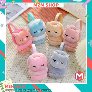 Chụp tai giữ ấm mùa đông cho bé gái, bịt tai hình mèo nhắm mắt dễ thương sắc màu cho nữ