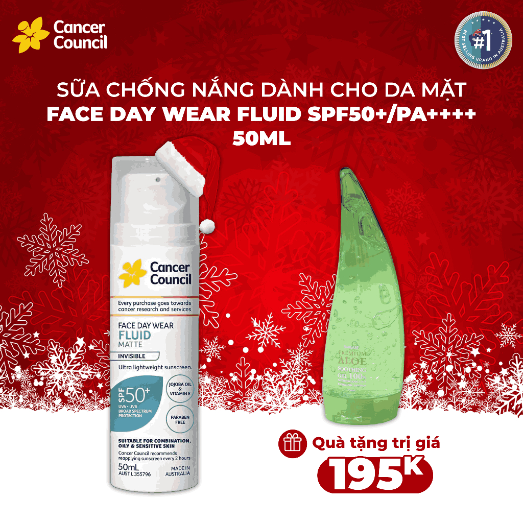 Sữa chống nắng mỏng nhẹ cho da mặt Cancer Council Fluid Matte SPF50+/PA++++ 50ml
