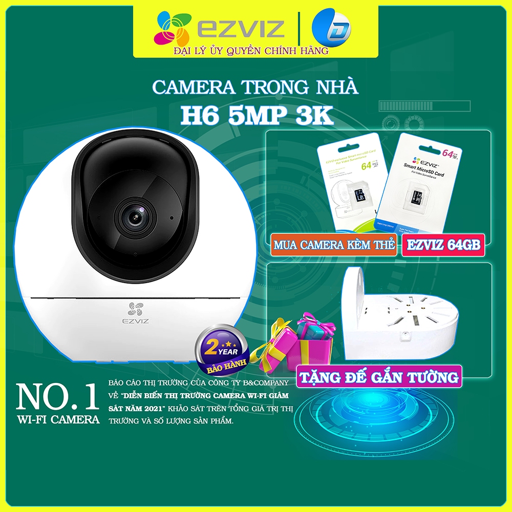Camera wifi Ezviz H6 5MP 3K siêu nét chính hãng, đàm thoại 2 chiều