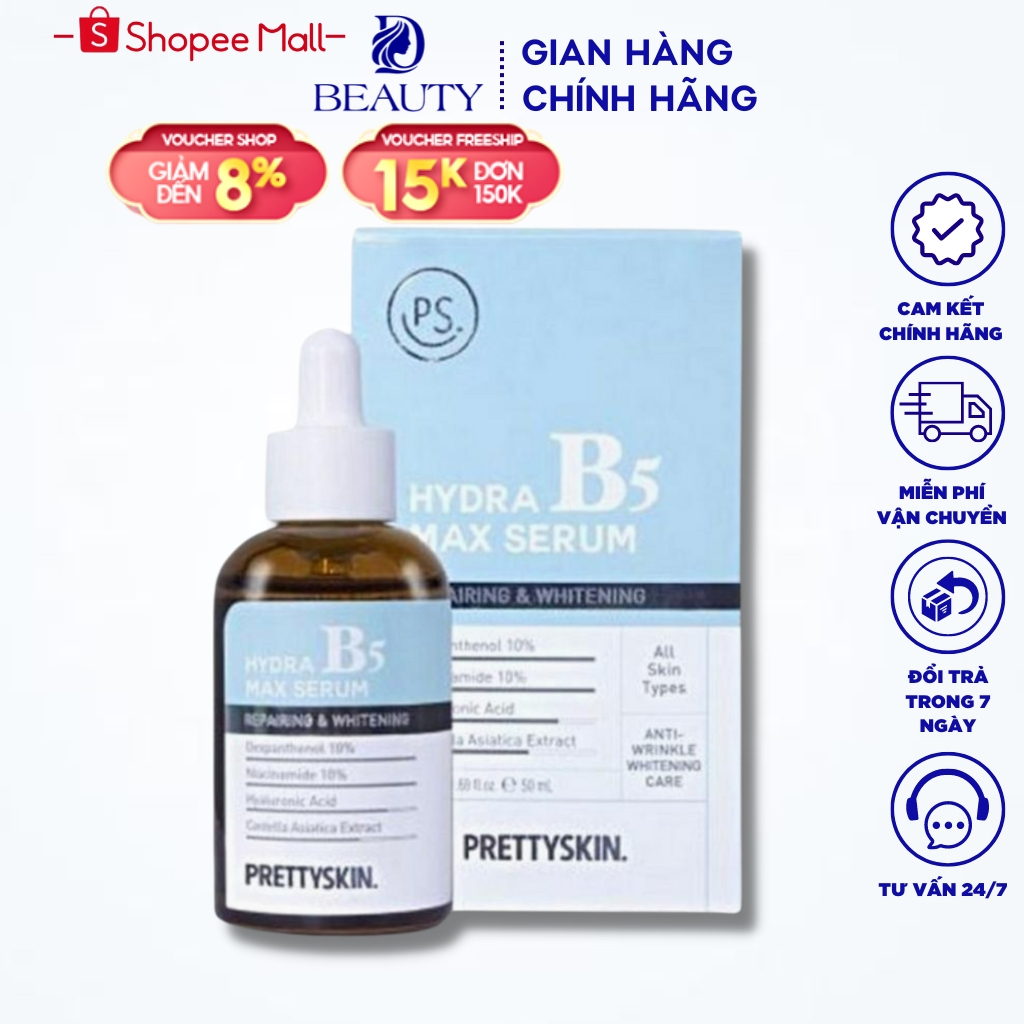 Tinh Chất Phục Hồi Da HYDRA B5 MAX SERUM PRETTYSKIN Hàn Quốc Giúp Dưỡng Trắng Phục Hồi Da 50ml Chính Hãng