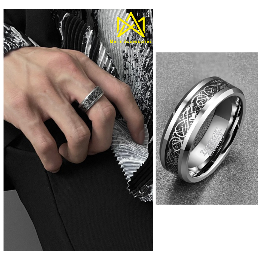 Nhẫn nam nữ tròn Merin Accessories màu bạc thời trang chất Titan đẹp đơn giản không gỉ - Nhẫn Messy