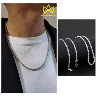 Vòng cổ nam dây chuyền titan Xoắn Trơn Thời Trang Basic Merin Accessories nam nữ phụ kiện màu bạc cao cấp
