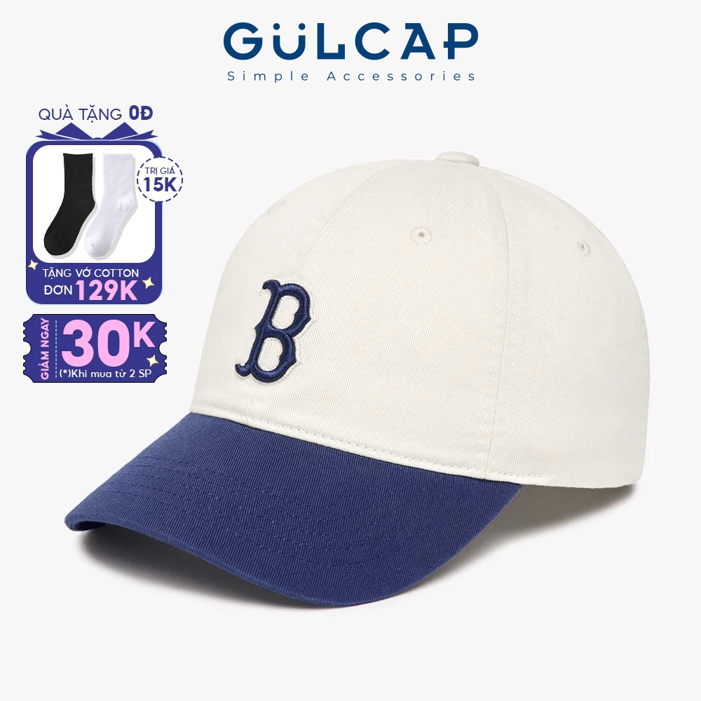 Mũ lưỡi trai MLB thêu chữ B cho nam nữ lưỡi xanh logo to xanh chất cotton hàng xuất dư cao cấp đủ tag mác - GULcap