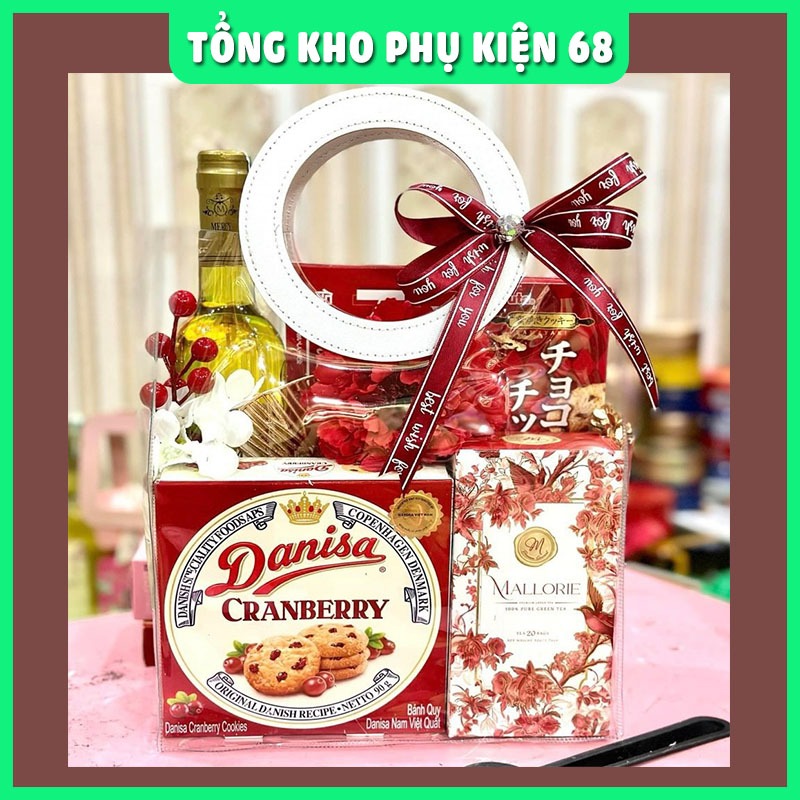 Túi PVC trong suốt dày tay cầm da làm túi xách/ quà tặng