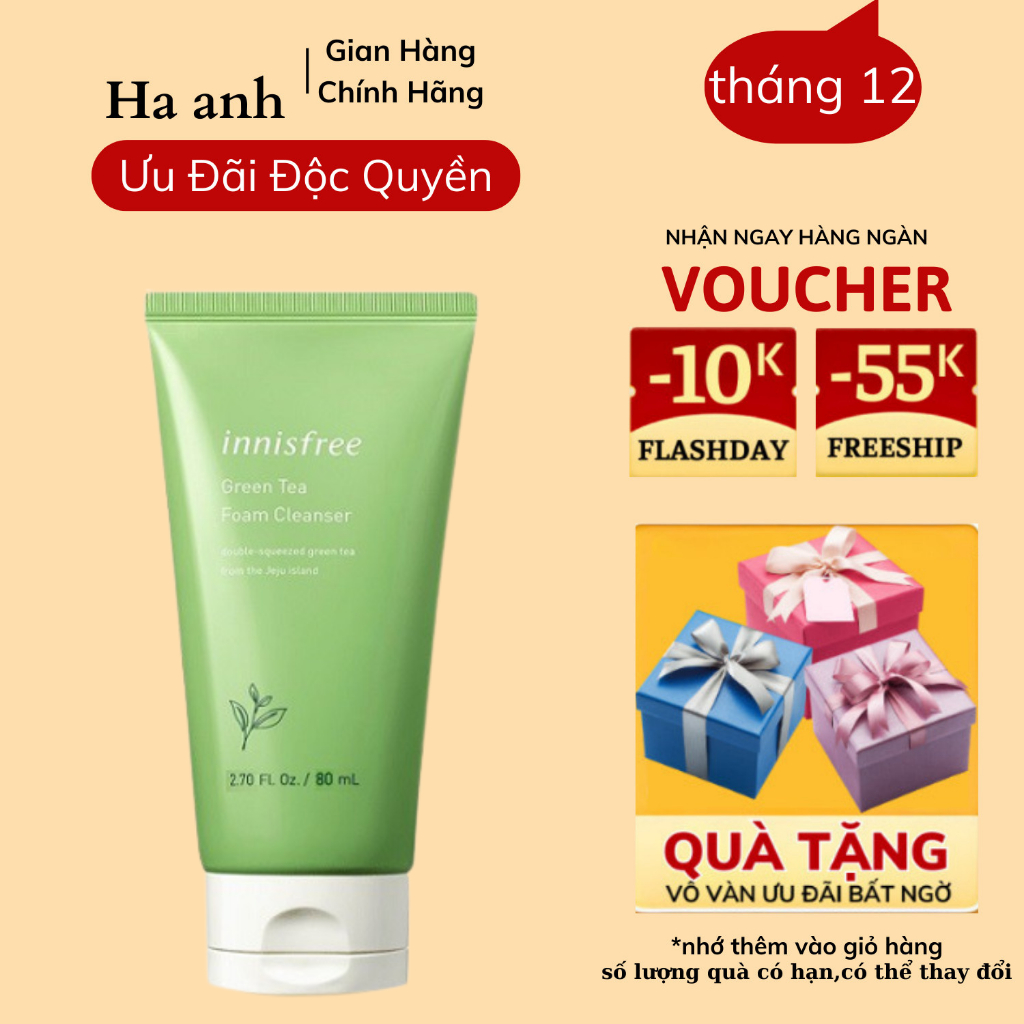 Sữa Rửa Mặt Trà Xanh Innisfree Green Tea Foam Cleanser 150ml Hàn Quốc Giúp Làm Sạch, Kiểm Soát Nhờn Hiệu Quả