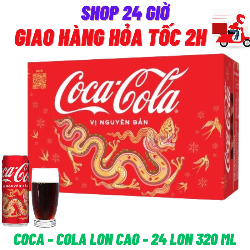 Coca-cola Lon MẪU XUÂN 2024 thùng 24 lon 330 Ml - Shop 24 Giờ