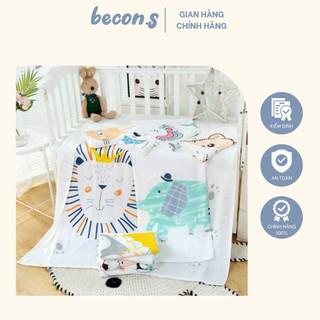 Chăn vải xô mềm siêu mềm điều hòa mát 4 mùa cho bé 110 x 120cm becon.s