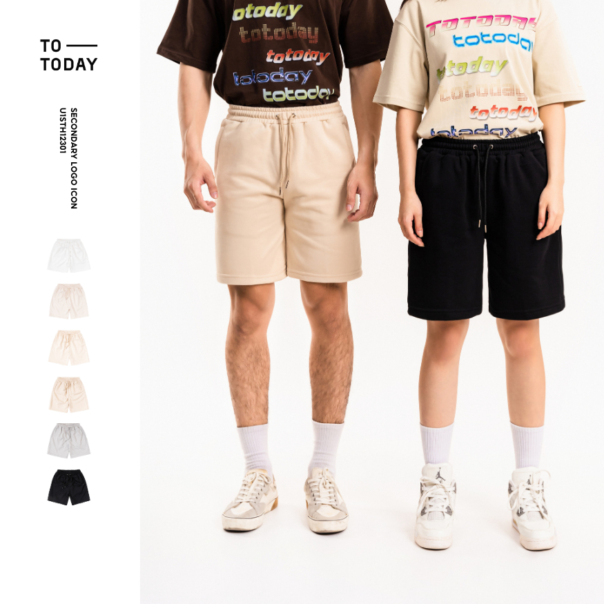 Quần Short Ngắn Thun Nam Nữ Unisex, Chất Liệu Da Cá Cotton Form Regular Fit TOTODAY Secondary Logo Icon U1STH12301