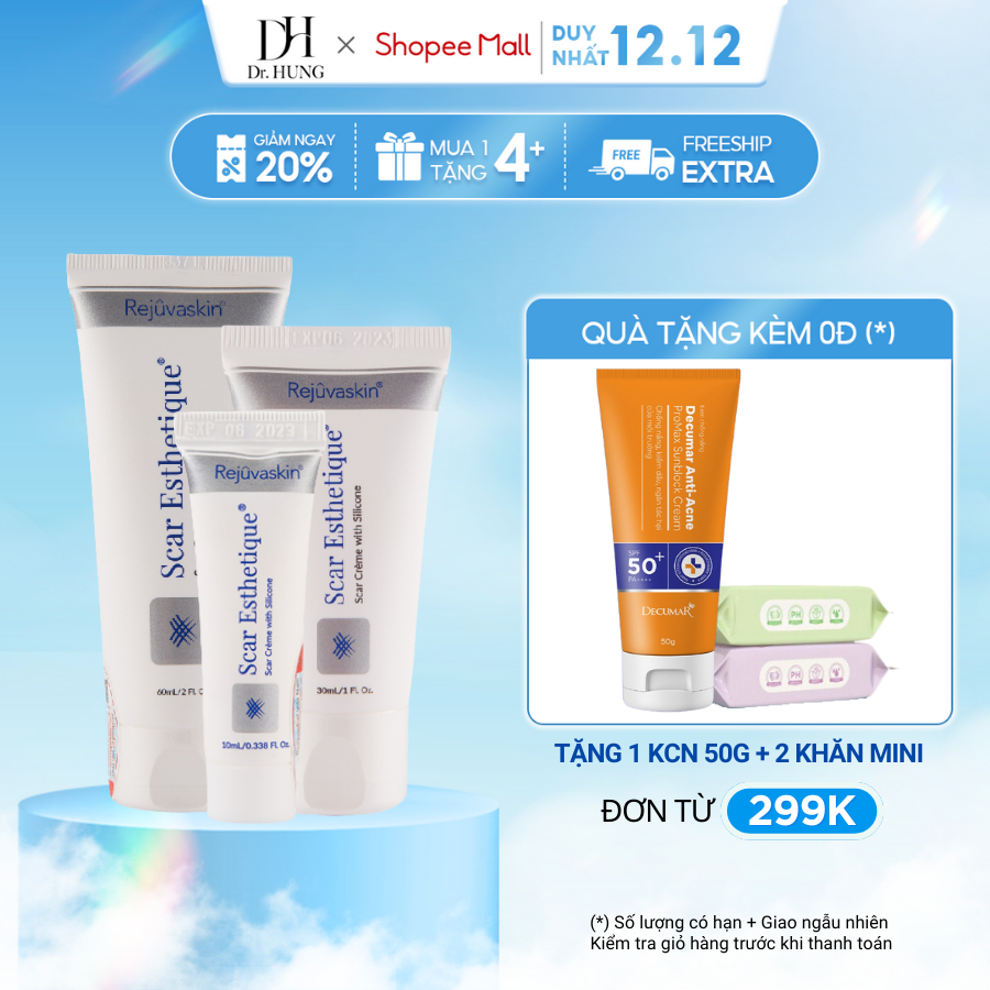 Kem xóa mờ sẹo thâm/ rỗ/ lõm Rejuvaskin Scar Esthetique 10ml/ 30ml/ 60ml