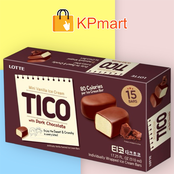 Kem viên socola đen Hàn Quốc Lotte Tico Dark Chocolate 510ML (15 viên)