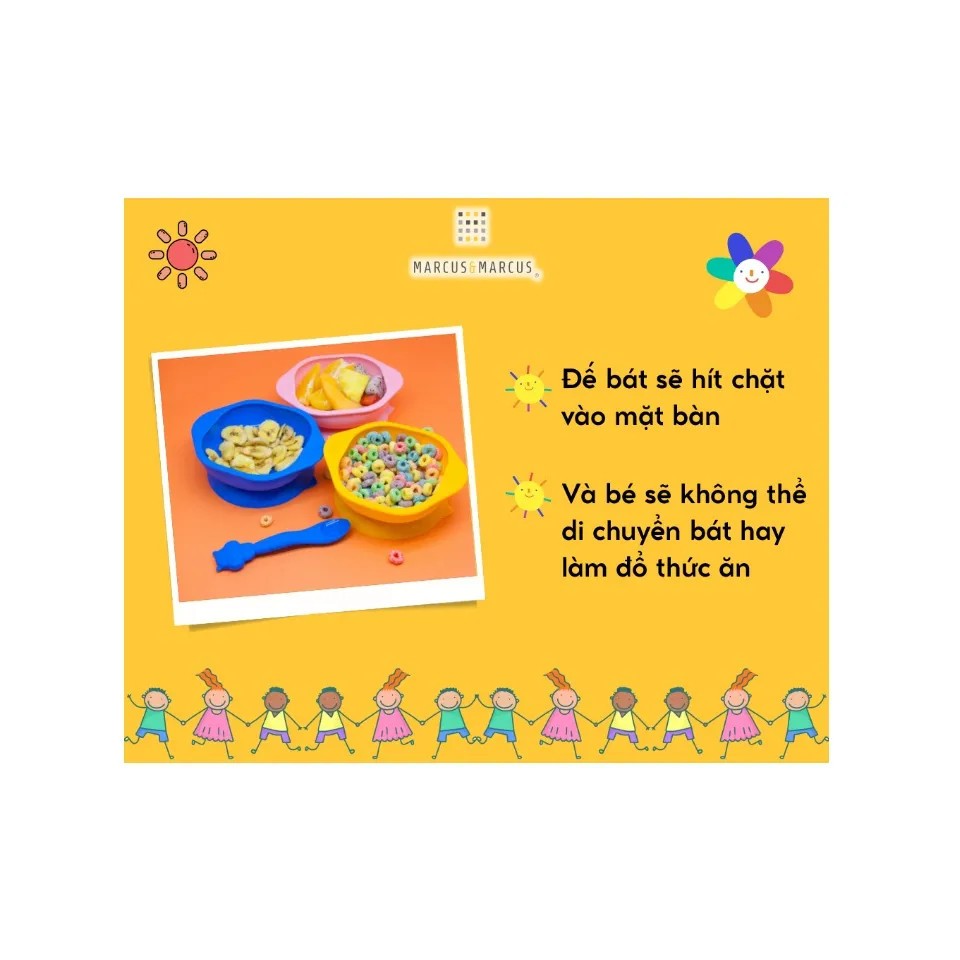 Bát Ăn Dặm Silicon Có Đế Hút Chân Không Chống Đổ Marcus & Marcus Cho Bé Từ 12 Tháng
