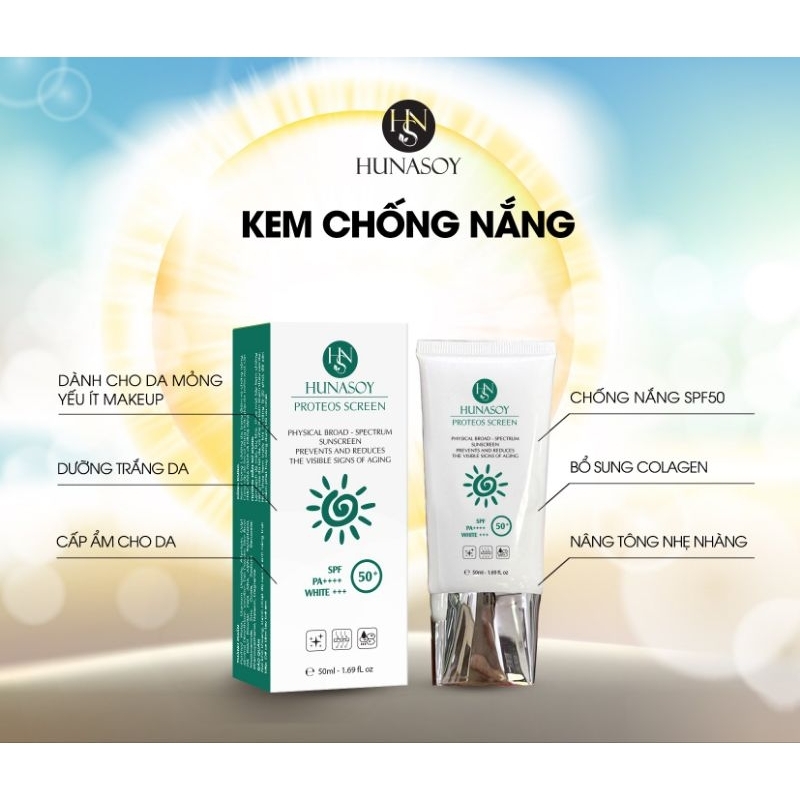 Kem chống nắng 50+ SPF PA++++ | WHITE+ | COLAGEN | SUNCREAM 50ml