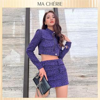 Áo khoác nữ ma chérie devon jacket dáng croptop chất liệu tweed - amc220709