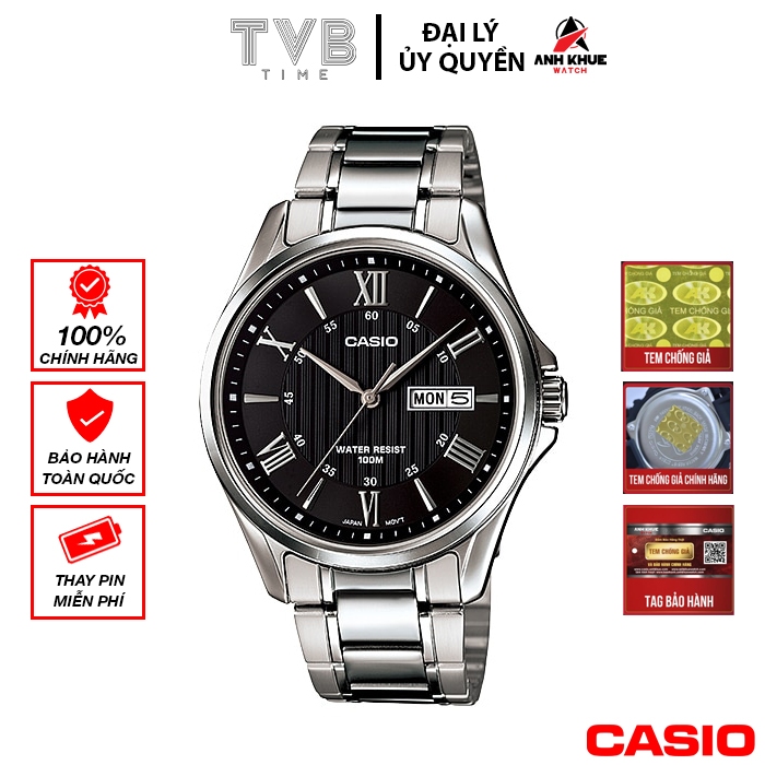 Đồng hồ nam dây kim loại Casio chính hãng MTP-1384D-1AVDF (41mm)