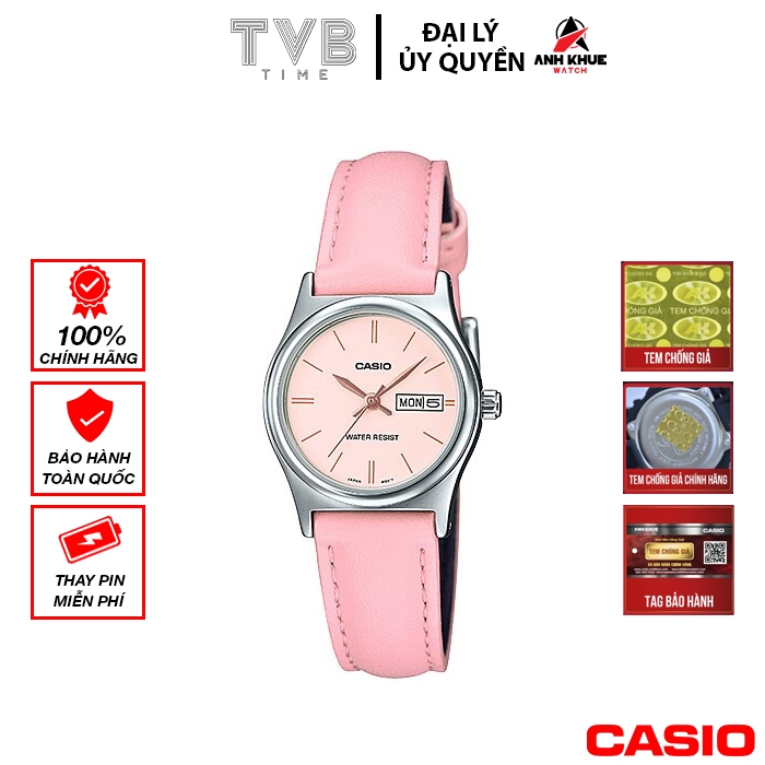 Đồng hồ nữ dây da Casio chính hãng LTP-V006L-4BUDF (25mm)