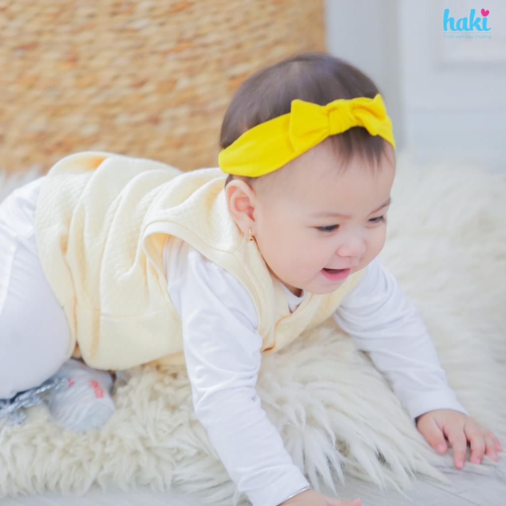 Áo gile cổ bo cho bé vải sợi tre chần bông cao cấp Haki, áo khoác mùa đông chất liệu Bamboo từ 4-15kg BB018