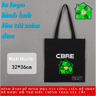 (Có nhận in)Túi Vải Canvas Màu Đen nhận in hình theo yêu cầu nhiều kích thước lựa chọn