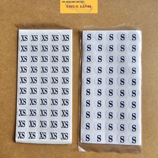 Tem size dán quần áo từ xs đến 8xl