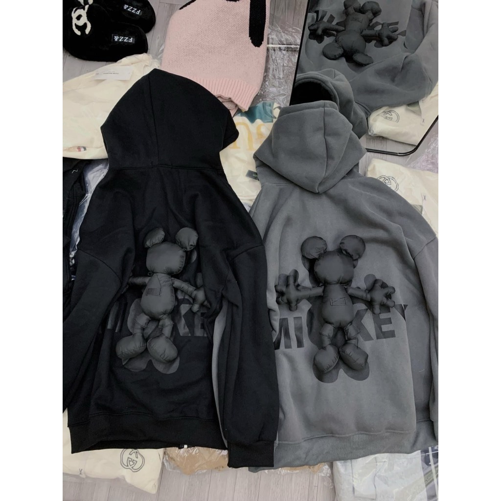 Áo hoodie, áo hoodie mickey nỉ bông 2 lớp dày dặn ấm áp cho nam nữ