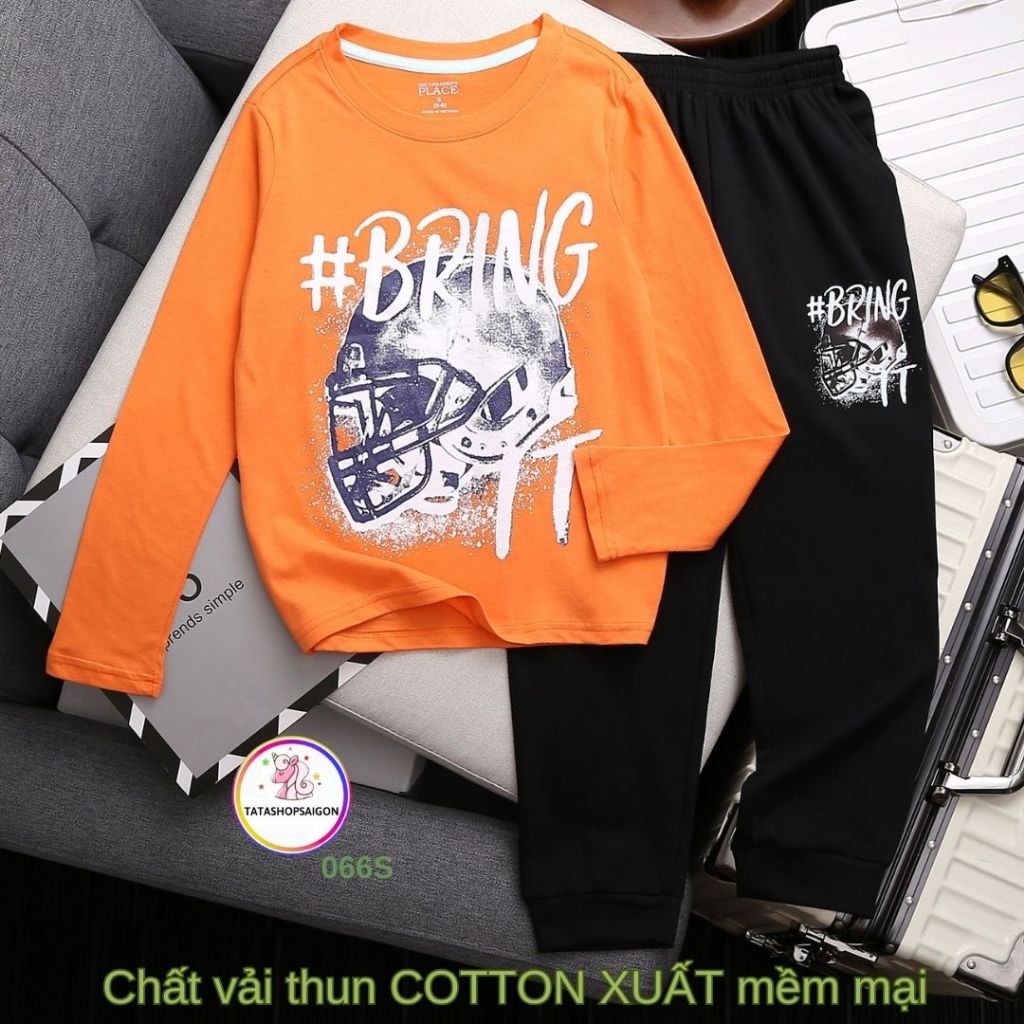 25-50kg - Bộ dài tay cho bé trai kiểu thể thao đẹp chất thun cotton 4 chiều mềm T142