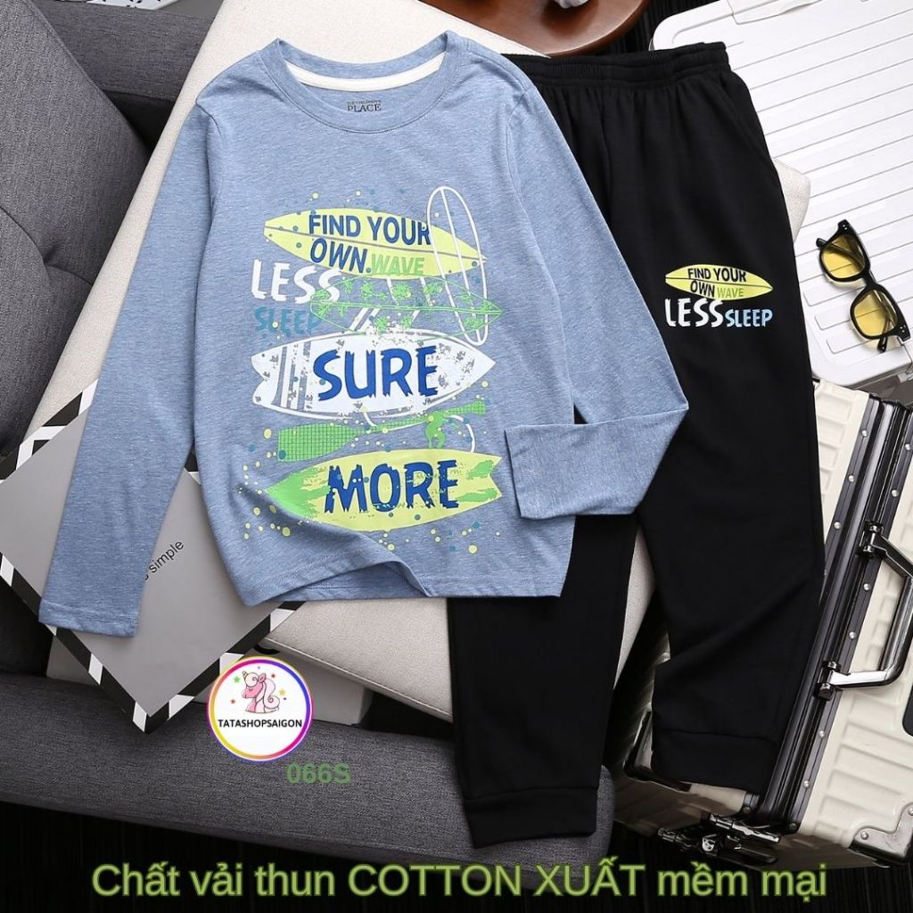 25-50kg - Bộ dài tay cho bé trai kiểu thể thao đẹp chất thun cotton 4 chiều mềm T142