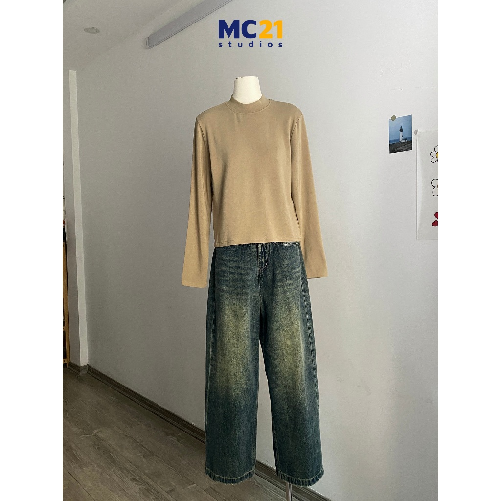 Áo giữ nhiệt thun co giãn siêu tốt cổ tròn dài tay MC21.STUDIOS freesize form ôm sweater Ulzzang Hàn Quốc A3832