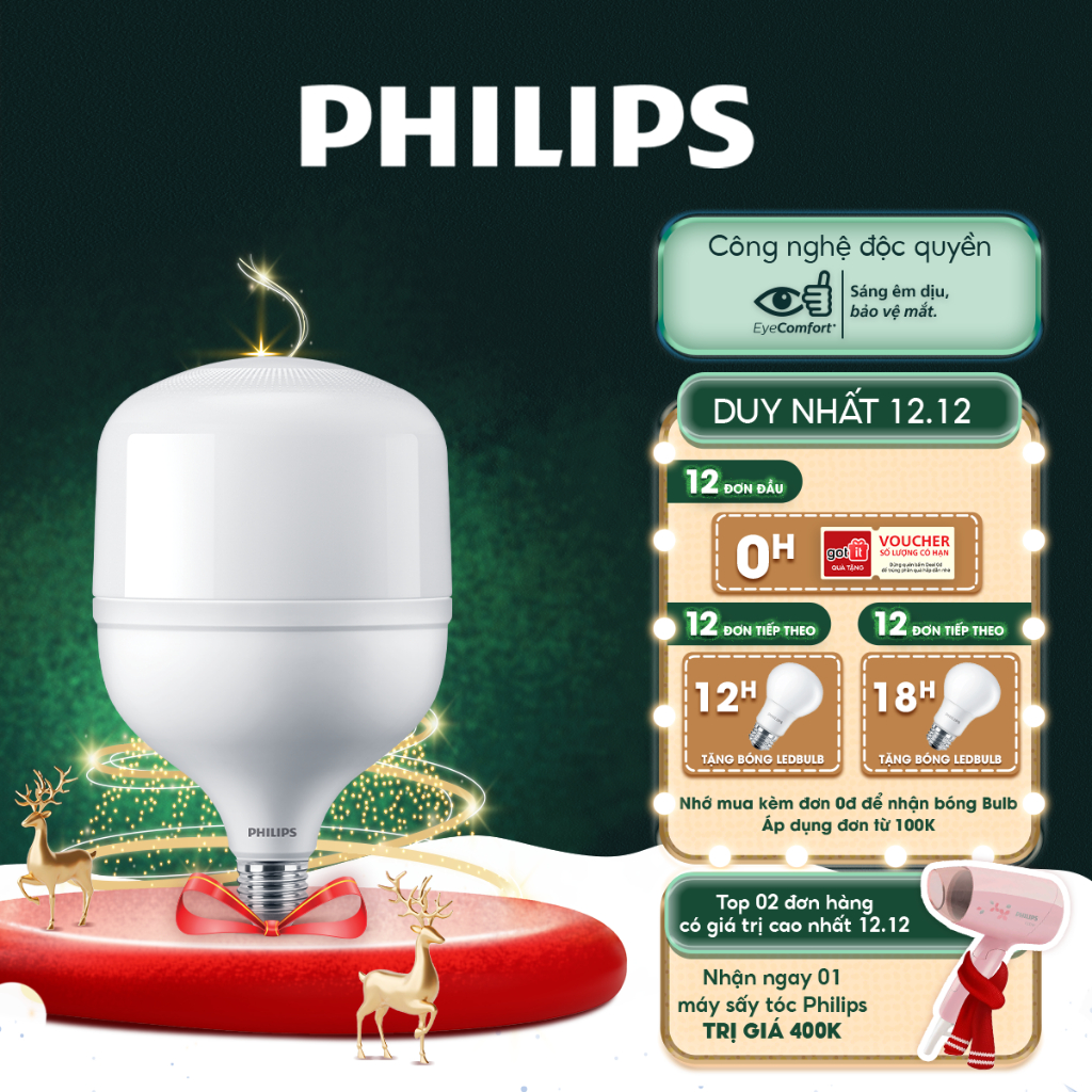 Bóng đèn Philips trụ TForce siêu sáng HB E27- công suất 22W (ánh sáng trắng - 6500K)