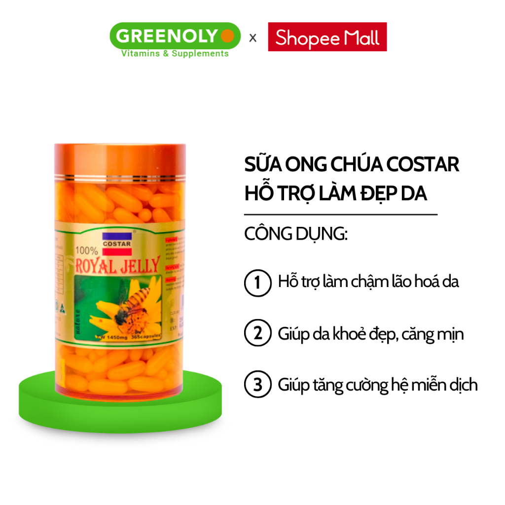 Viên Uống Sữa Ong Chúa Costar Royal Jelly 1450mg Hỗ Trợ Đẹp