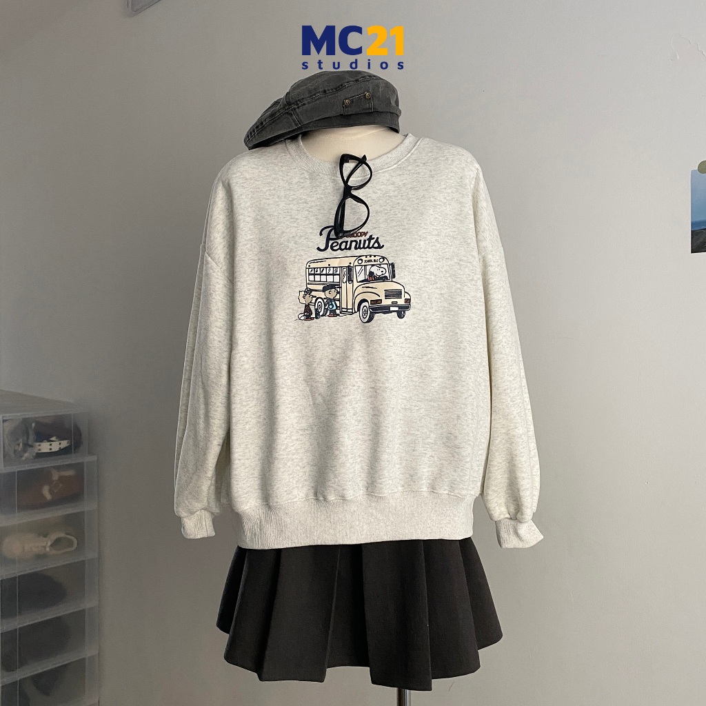 Áo sweater rộng vừa MC21.STUDIOS nam nữ Unisex Ulzzang Streetwear Hàn Quốc chất nỉ lót bông dày dặn mềm mịn A3836