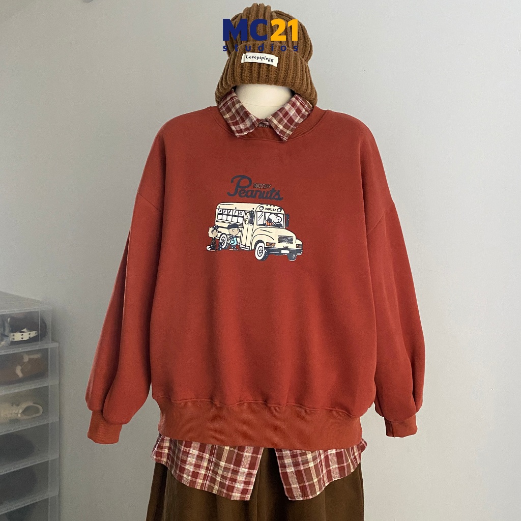 Áo sweater rộng vừa MC21.STUDIOS nam nữ Unisex Ulzzang Streetwear Hàn Quốc chất nỉ lót bông dày dặn mềm mịn A3836