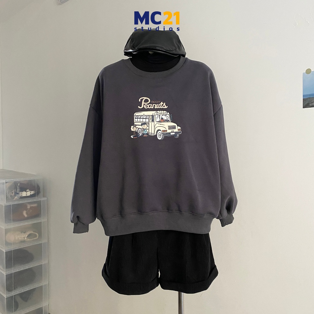 Áo sweater rộng vừa MC21.STUDIOS nam nữ Unisex Ulzzang Streetwear Hàn Quốc chất nỉ lót bông dày dặn mềm mịn A3836