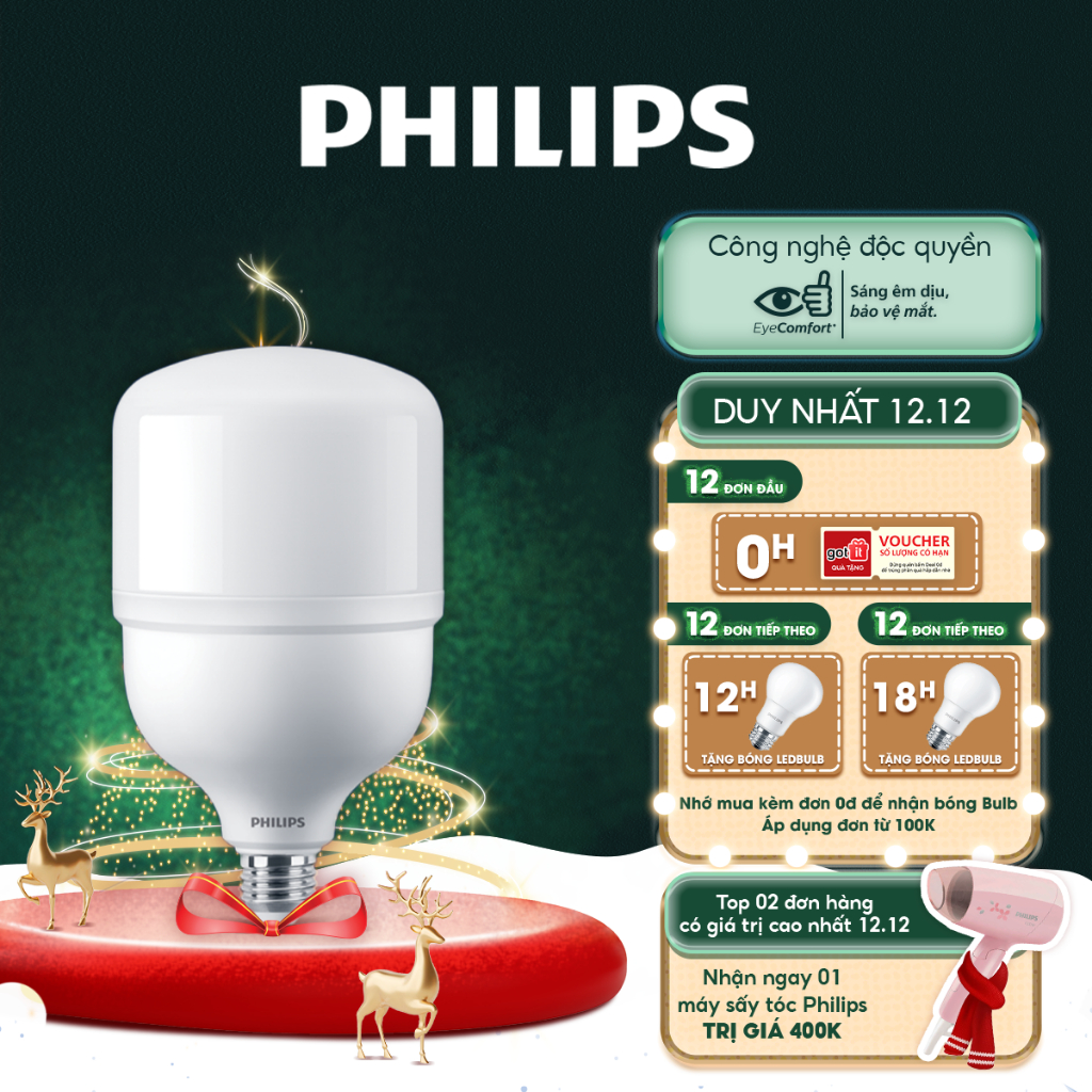 Bóng đèn Philips trụ TForce siêu sáng (25W,35W,45W) - Ánh sáng trắng 6500K (01 bóng)