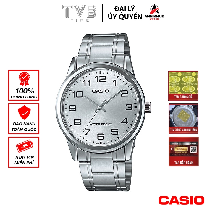 Đồng hồ nam dây kim loại Casio chính hãng MTP-V001D-7BUDF