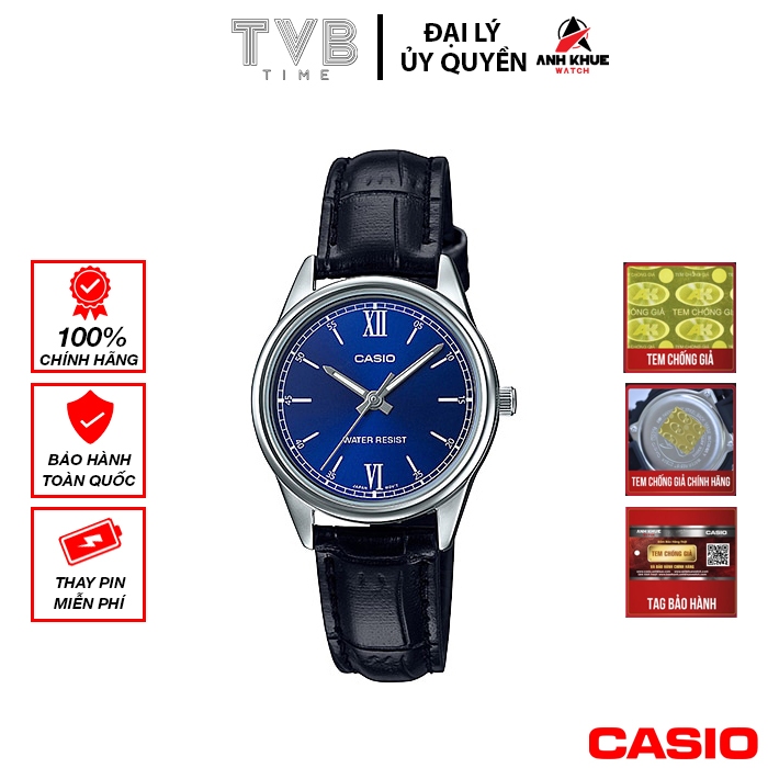 Đồng hồ nữ dây da Casio chính hãng Anh Khuê LTP-V005L-2BUDF (28mm)