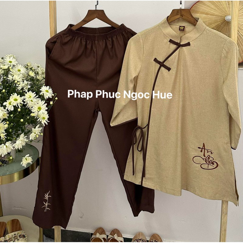 [ PHÁP PHỤC CAO CẤP ] Pháp Phục Vải Linen, đồ lam đi chùa dành cho nữ