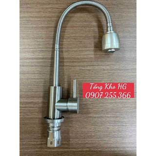 Vòi rửa chén bát nóng lạnh inox 304 cần bẻ lò xò