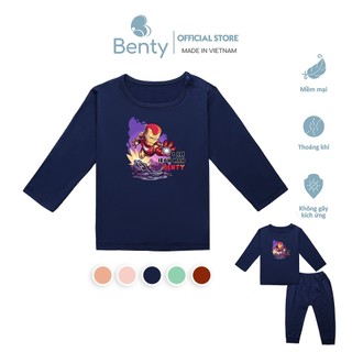 Bộ dài tay cài vai in hình siêu nhân BENTY BT050 cotton mềm mịn mát, quần áo trẻ em chính hãng