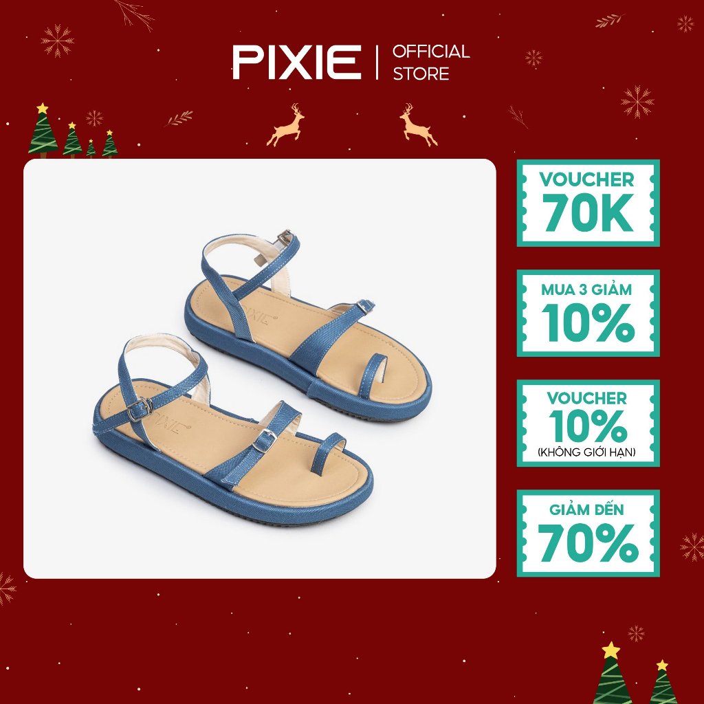 Giày Sandal Đế Xuồng 2cm Quai Phối Khóa E216 Pixie