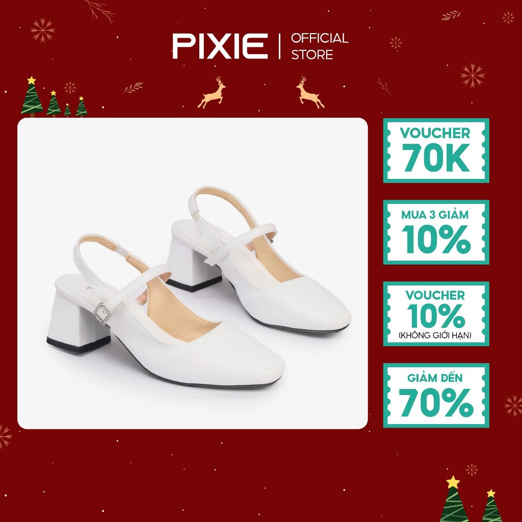 Giày Cao Gót 5cm SlingBack Phối Khóa Đính Đá E231 Pixie