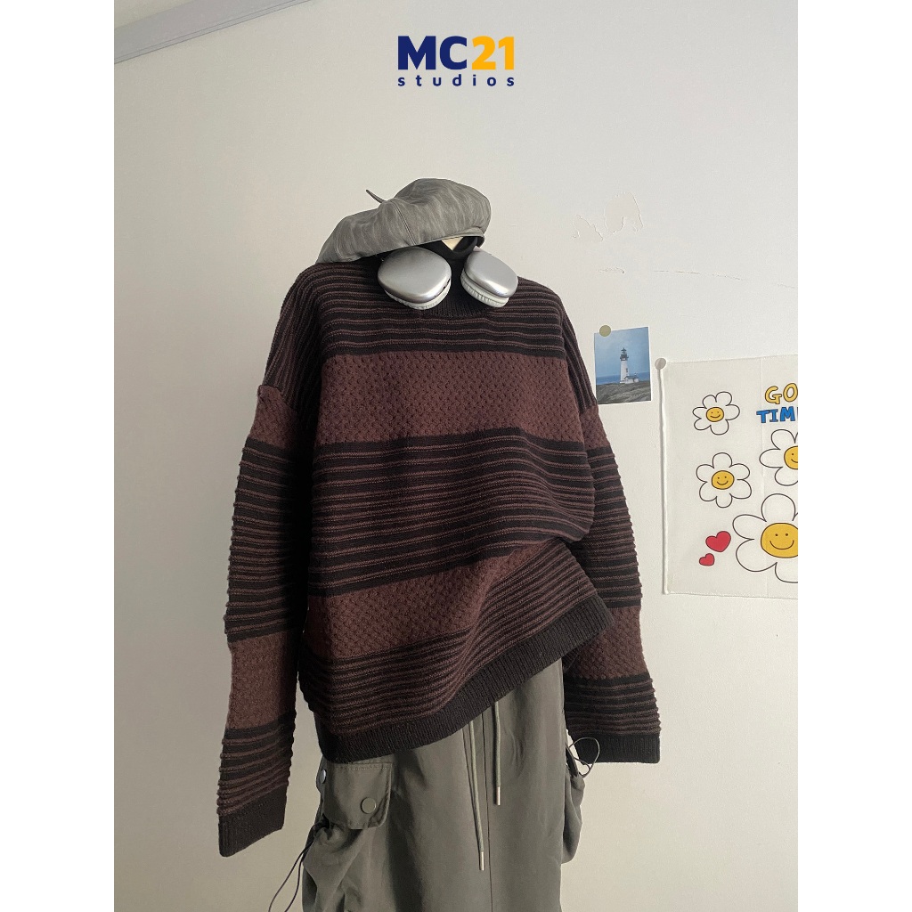 Áo len MC21.STUDIOS sweater oversize form rộng Ulzzang Streetwear Hàn Quốc chất len mềm mịn dày dặn cao cấp A3840