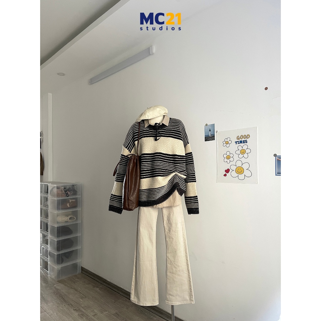 Áo len MC21.STUDIOS sweater oversize form rộng Ulzzang Streetwear Hàn Quốc chất len mềm mịn dày dặn cao cấp A3840