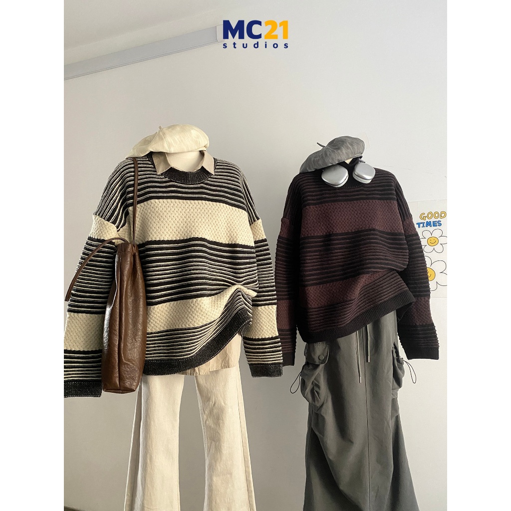 Áo len MC21.STUDIOS sweater oversize form rộng Ulzzang Streetwear Hàn Quốc chất len mềm mịn dày dặn cao cấp A3840