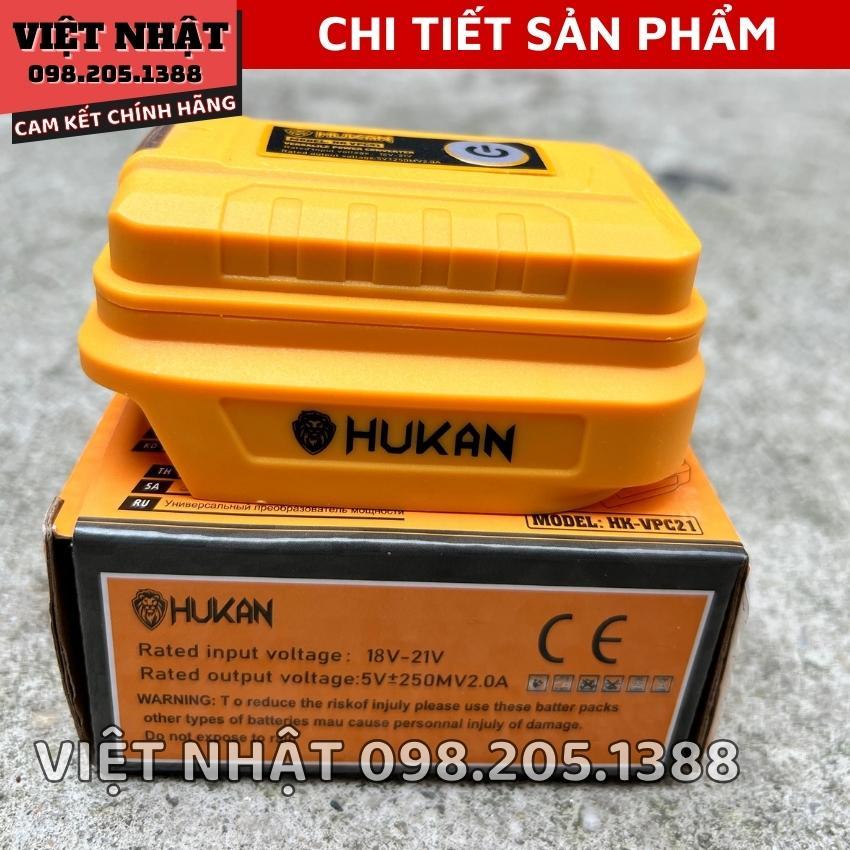 Bộ chuyển đổi từ pin phổ thông M21 sang sạc điện thoại HUKAN VPC21 tích hợp 2 cổng USB, có đèn led