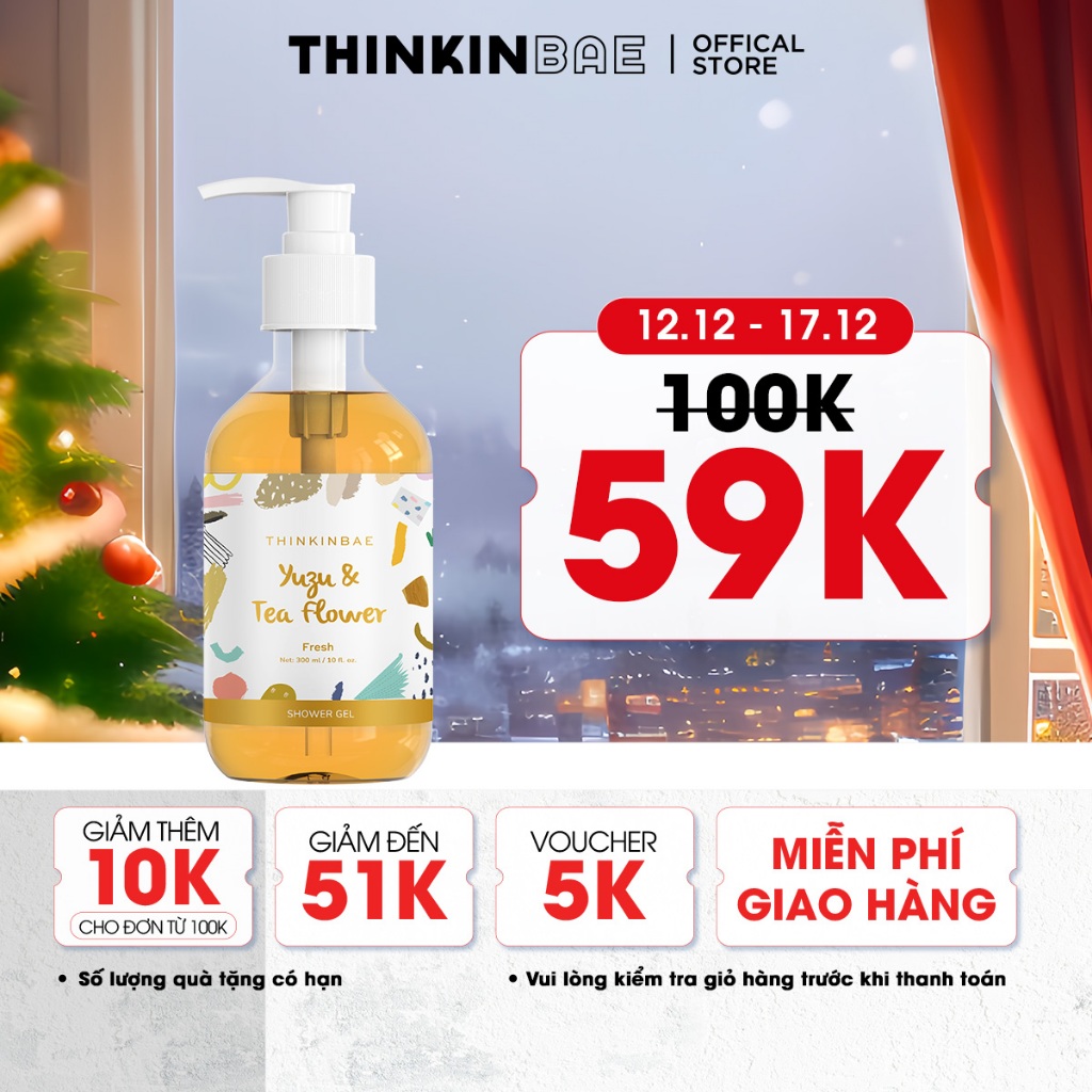 Sữa Tắm Dưỡng Ẩm THINKINBAE Hương Yuzu & Tea Flower 300ml