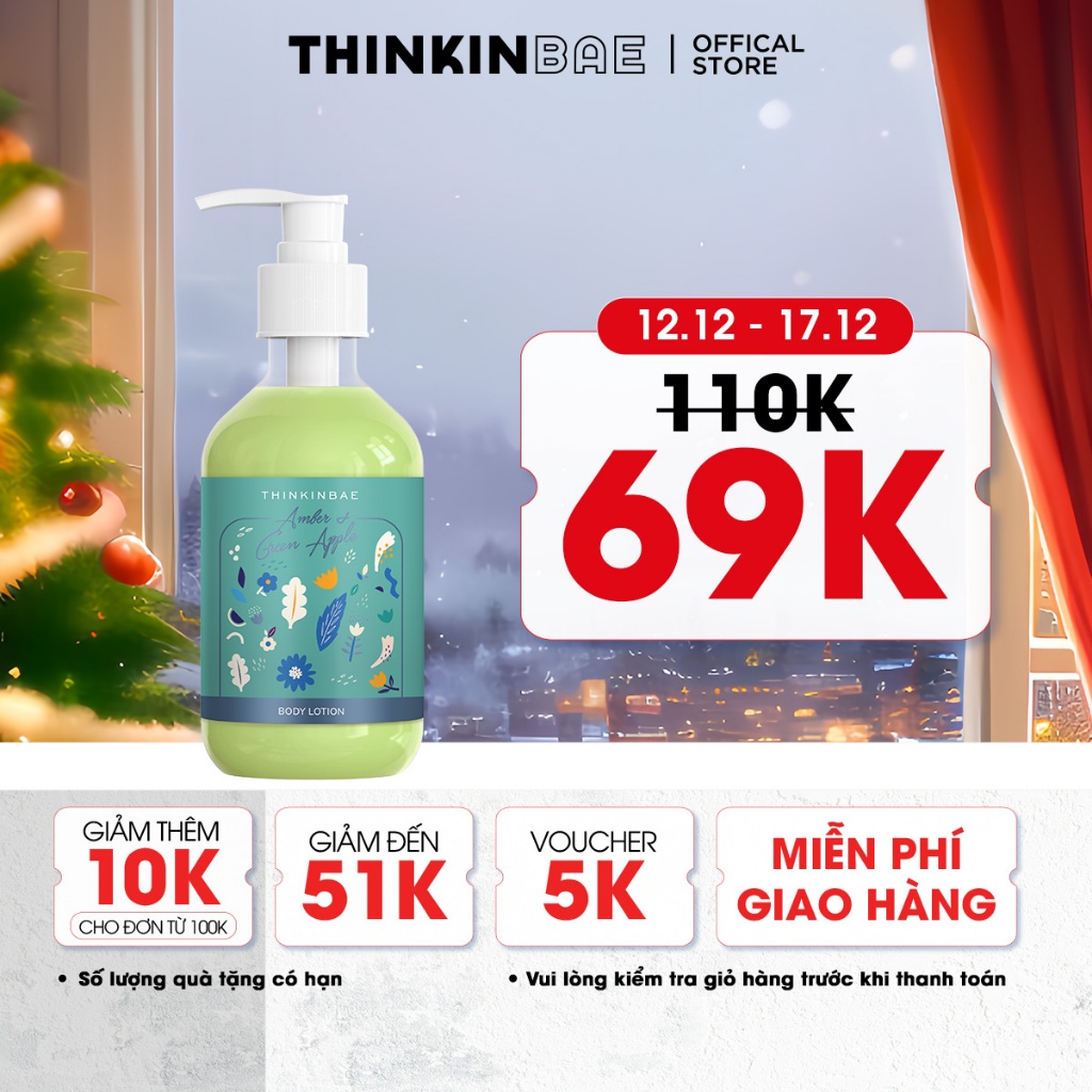 Sữa Dưỡng Thể Câp Ẩm Thinkinbae Hương Hổ Phách & Táo Xanh 300ml
