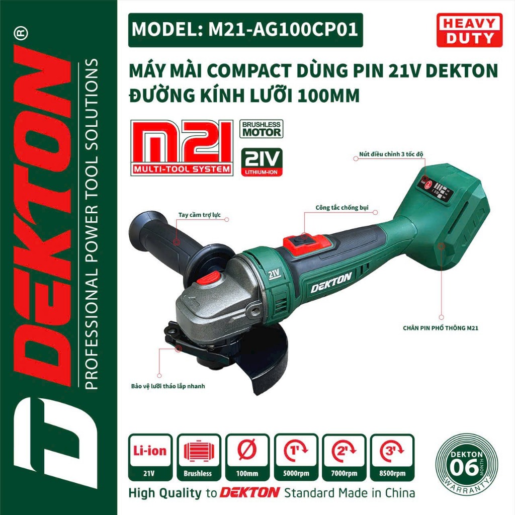 MÁY MÀI PIN DEKTON M21-AG100CP MẪU COMPACT CHÂN PIN PHỔ THÔNG
