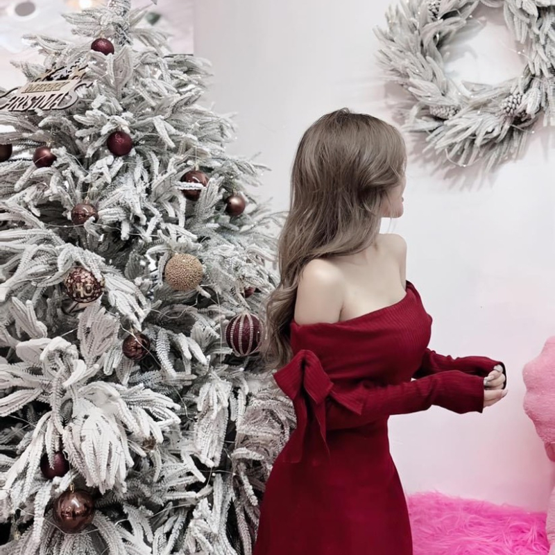 Đầm Body Quây Ngực LOTENA, Váy Body Noel Mùa Đông Ôm Body Thời Trang Mẫu Mới Nhất D0102