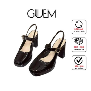 Giày cao gót nữ 10cm quai hậu đế vuông bít mũi a39
